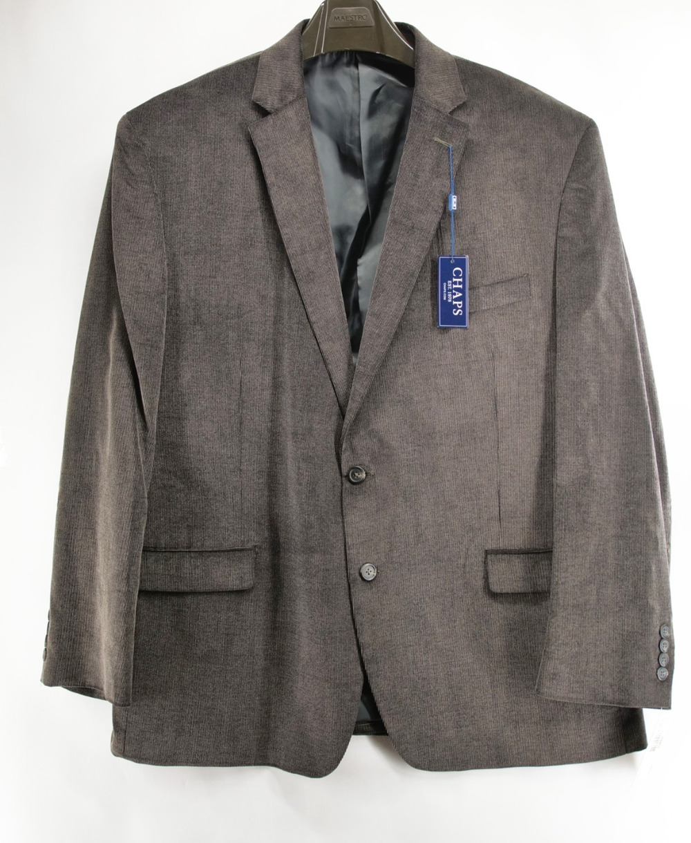 NWT Chaps Mens 50R Blazer Sport Coat 100% Cotton Corduroy Jacket Grey 50 Regular